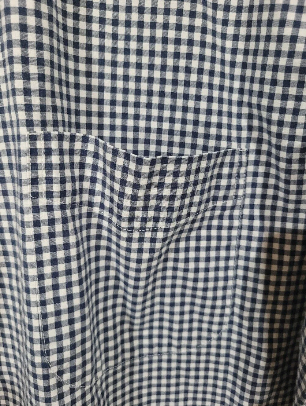 J. Crew Mens Secret Wash Slim L/S Navy Gingham Check Button-Down XXL 2XL